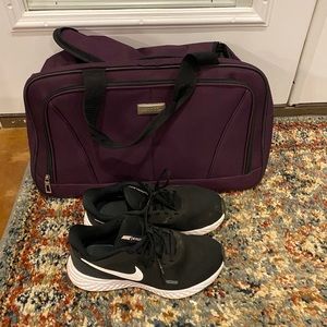 Purple duffel bag